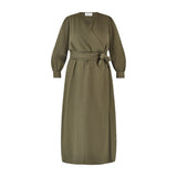 Linen Wrap Dress Khaki