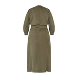 Linen Wrap Dress Khaki