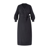 Linen Wrap Dress Black